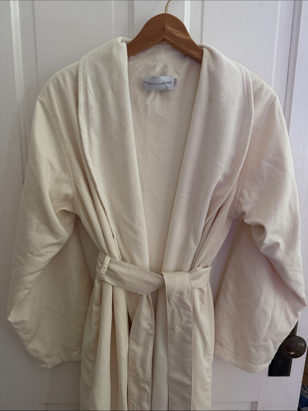 Restoration Hardware Cream Plush Robe with Shawl Collar